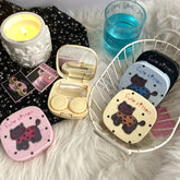 Estuche para lentes de contacto de colores con grafiti de gatitos lindos